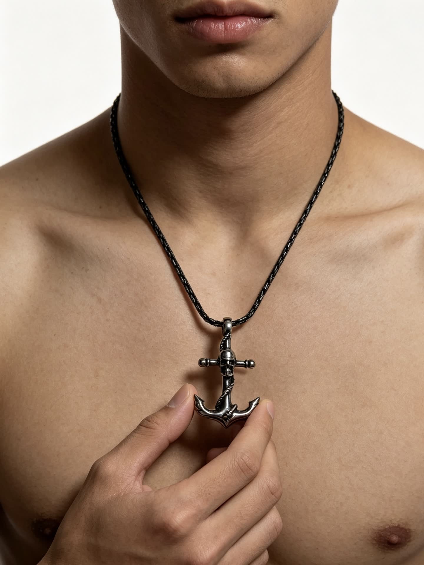 Chrome Hearts Silver Anchor Pendant Necklace
